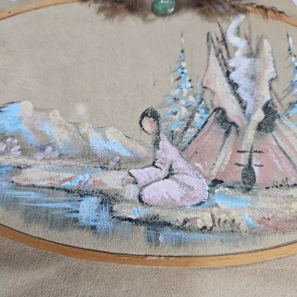 Vintage Sue/Dale Weaver Native American Hand Painted Suede - Picture 5 of 10